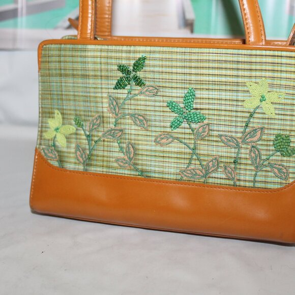 New #198 Rare Adorable Kay Unger Leather Applique Mini Tote Bag Handbag Purse - Picture 3 of 9